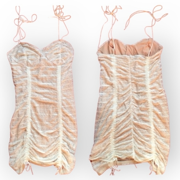 FASHION NOVA ruched lace drawstring adjustable length dress - Picture 8 of 9